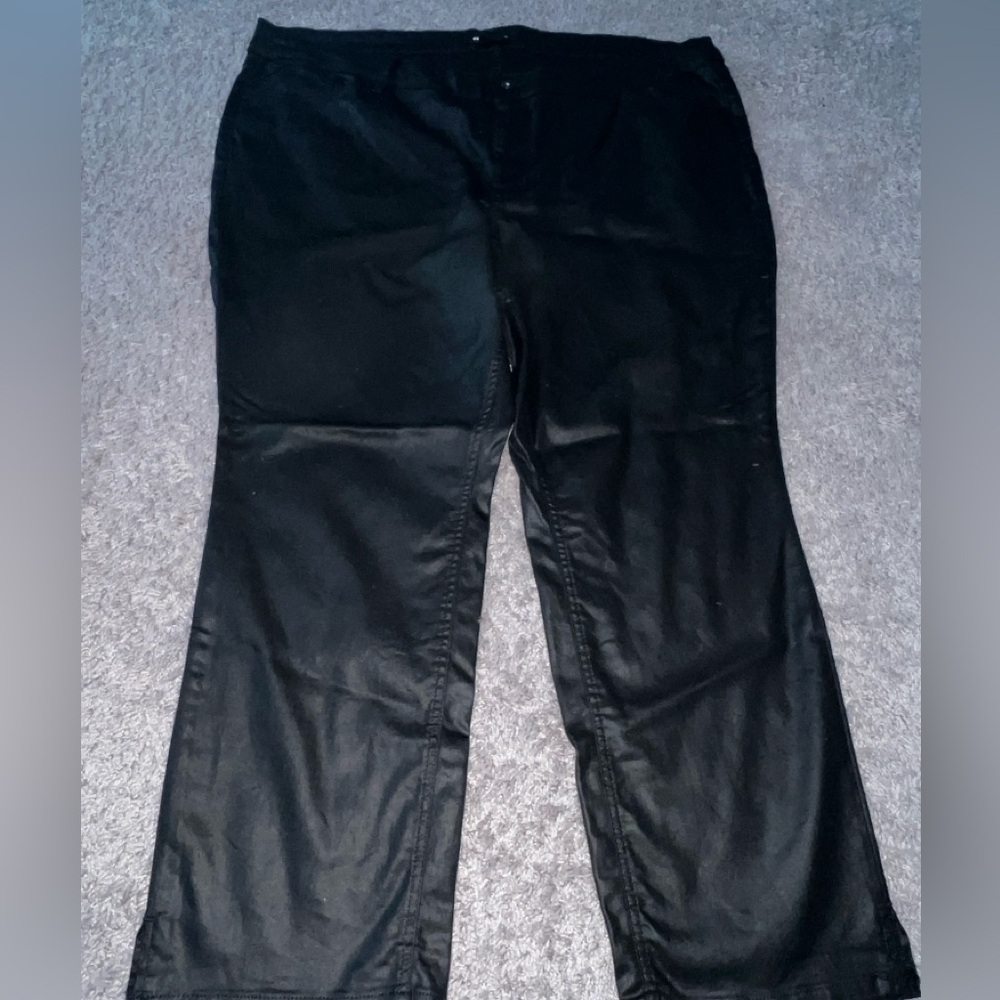 Women Faux Leather Coated Black Jeans